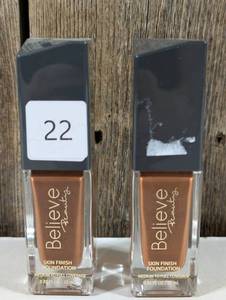 lot 22 image: Believe Beauty Skin Finish Foundation, Chestnut  (set of 2)