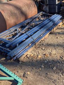 lot 27 image: Heavy Duty 9 ft. By 32-in steel uprights for uprights 8 cross beams and middle supports blue garage racking