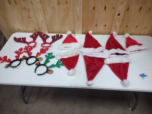 lot 114 image: Santa hats, antler headbands