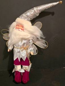 lot 204K image: LL-CL - 12 Santa Fairy Doll with Silver Outfit and Jingle Bell, Holiday Decor