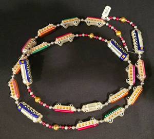 lot 218K image: LL-CL - Christopher Radko 6-Foot Glass Train Ornament Garland Made in Czechoslovakia