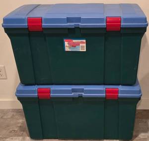 lot 219K image: LL-CL - Set of 2 Rubbermaid RoughTote 27 Gallon Storage Containers