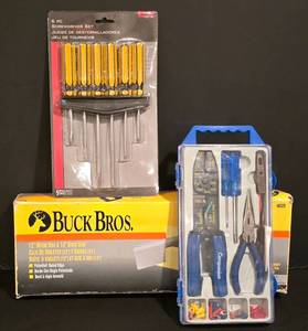 lot 225K image: LL-CL - Hand Tool Collection Back Saw with Mitre Box, Project Pro Screwdriver Set, and Companion Electrical Tool Kit