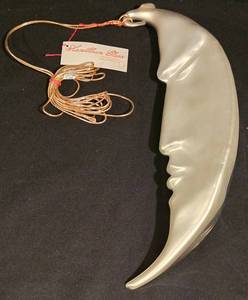 lot 229K image: LL-CL - Department 56 Handblown Glass Moon Face Ornament 12 Inch