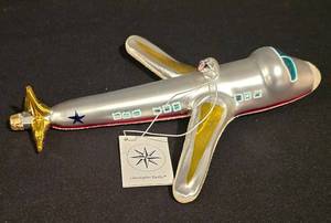 lot 230K image: LL-CL - Rare Christopher Radko Italian Glass Airplane Ornament