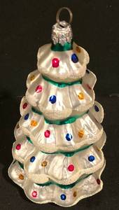 lot 231K image: LL-CL - 7.5 Inch Glass Christmas Tree Ornament with Multicolor Accents