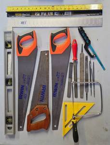lot 265K image: G - Collection of Hand Saws, Files, Measuring Tools, and Accessories