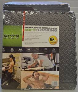 lot 271K image: G - Multipack Interlocking Soft Flooring Mats, Diamond Plate Texture, 6-Pack Sets