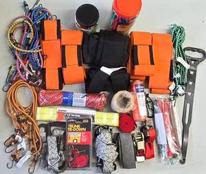 lot 278K image: G - Large Collection of Bungee Cords, Cargo Straps, Tow Strap, Rope and Tie-Downs