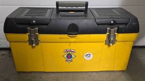 lot 287K image: G - Workforce Yellow and Black Plastic Tool Box with Carry Tray