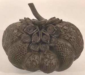 lot 300K image: LL-CL - Vintage Brass Betel Box with Ornate Design, Indian or Cambodian