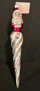 lot 352K image: LL-TR - Christopher Radko St. Nickcicle Glass Ornament with Tag