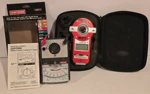 lot 362K image: G - Craftsman 82012 Analog Multitester with Leads and Black & Decker BullsEye Laser Level, Untested