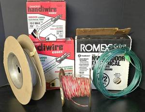 lot 566K image: G - Assorted Electrical Wire Lot with Boxes and Spools - Various Lengths