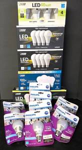 lot 576K image: G - Lot of Packaged LED Light Bulbs Assorted Brands and Wattages