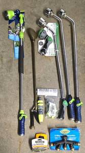 lot 641K image: G - Collection of 6 Garden Hose Wands and Nozzle Attachments