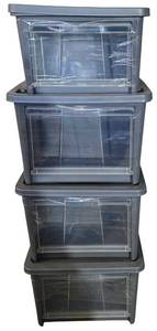 lot 657K image: G - Set of 4 Stackable Plastic Storage Bins