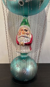 S - Christopher Radko "Up, Up and Snowy Santa" Hot Air Balloon Ornament