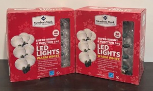 lot 23R image: FR - 2 Boxes Members Mark LED Warm White String Lights 60 Count Each