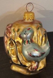 lot 33R image: FR - Vintage Christopher Radko Hand Blown Ornament with Squirrel and Bird Design
