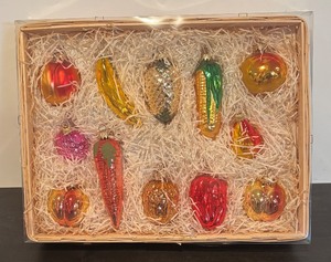 lot 66R image: S - Kurt S. Adler Fruit and Vegetable Glass Ornament Set Handcrafted in W. Germany