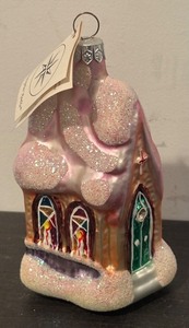 lot 103R image: FR - Christopher Radko Midnight Mass Glass Church Ornament