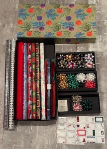 lot 107R image: S - Holiday Gift Wrapping Set with Rolls, Bows and Gift Tags