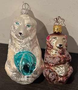 lot 122R image: FR - Vintage Christopher Radko Ice Bear and Inge Glas OWC 1265 Grizzly Bear German Christmas Ornament