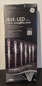 lot 123R image: S - GE 6-Count LED Cascading Icicle Lights