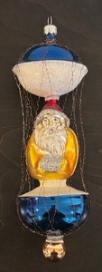 lot 140R image: FR - Vintage Christopher Radko Ballooning Santa Hand Blown Glass Ornament