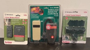lot 170R image: S - Set of 3 New Outdoor Electrical Accessories with Wireless Remotes and Covered Adapter