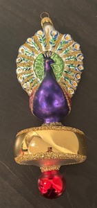 lot 182R image: FR - Christopher Radko Celestial Peacock Glass Ornament