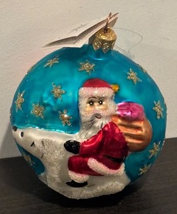 lot 183R image: FR - Christopher Radko Polar Express Santa Glass Ornament