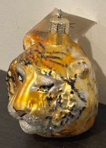 lot 186R image: FR - Christopher Radko Tiger Hand Painted and Hand Blown Glass Ornament