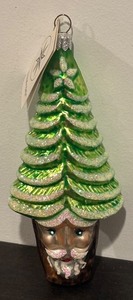 lot 190R image: FR - Christopher Radko Pine Tree Santa Glass Ornament