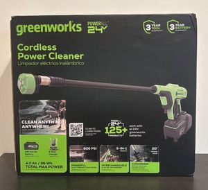 lot 193R image: TR - New Greenworks Cordless Power Cleaner with 24V Battery and Accessories
