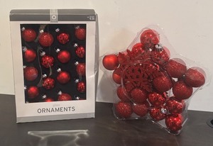 lot 221R image: S - Assorted New Red Glass Ornaments