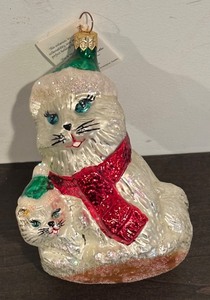 lot 237R image: TR - Christopher Radko Snow Kitties Glass Ornament