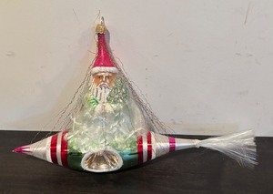 lot 303R image: TR - VTG Christopher Radko Rocket Rider Santa in Space Rocketeer Christmas Ornament