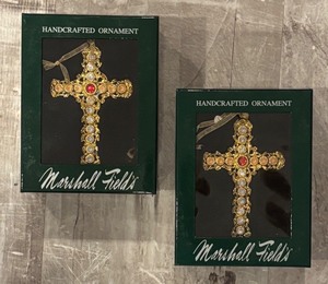 lot 304R image: S - Set of 2 Marshall Fields Handcrafted Cross Ornaments