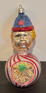 lot 312R image: TR - Christopher Radko Squiggles Clown Glass Ornament
