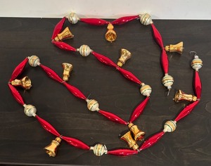 lot 318R image: S - Christopher Radko Bell Garland with Red and Gold Ornaments