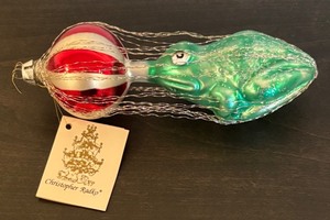 lot 384R image: TR - Christopher Radko Frog and Ball Glass Ornament