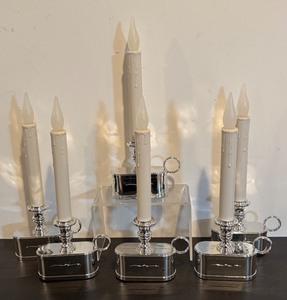 lot 396R image: TR - Set of 6 Battery Operated Silver Candlestick Lamps