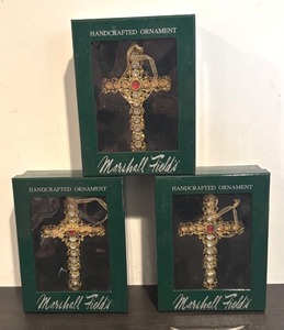 lot 399R image: FR - Set of 3 Marshall Fields Handcrafted Cross Ornaments