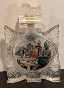 lot 442R image: S - Large Asian Style Glass Snuff Bottle with Hand-Painted Scenes