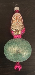 lot 497R image: FR - Double Face Santa Glass Christmas Ornament