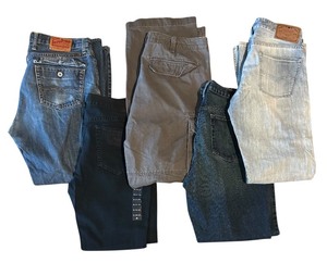 lot 546R image: LR - Set of 5 Mens Size 34 Designer Jeans and Pants by Nautica, Lucky Brand, Guess and More