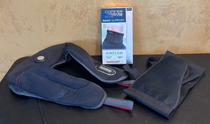 lot 618R image: MB - Brookstone Neck and Back Massager and 2 Back Support Belts