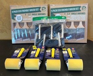 lot 619R image: MB - New Painting Supplies Set with Brush Packs, Foam Brush Set and Rollers